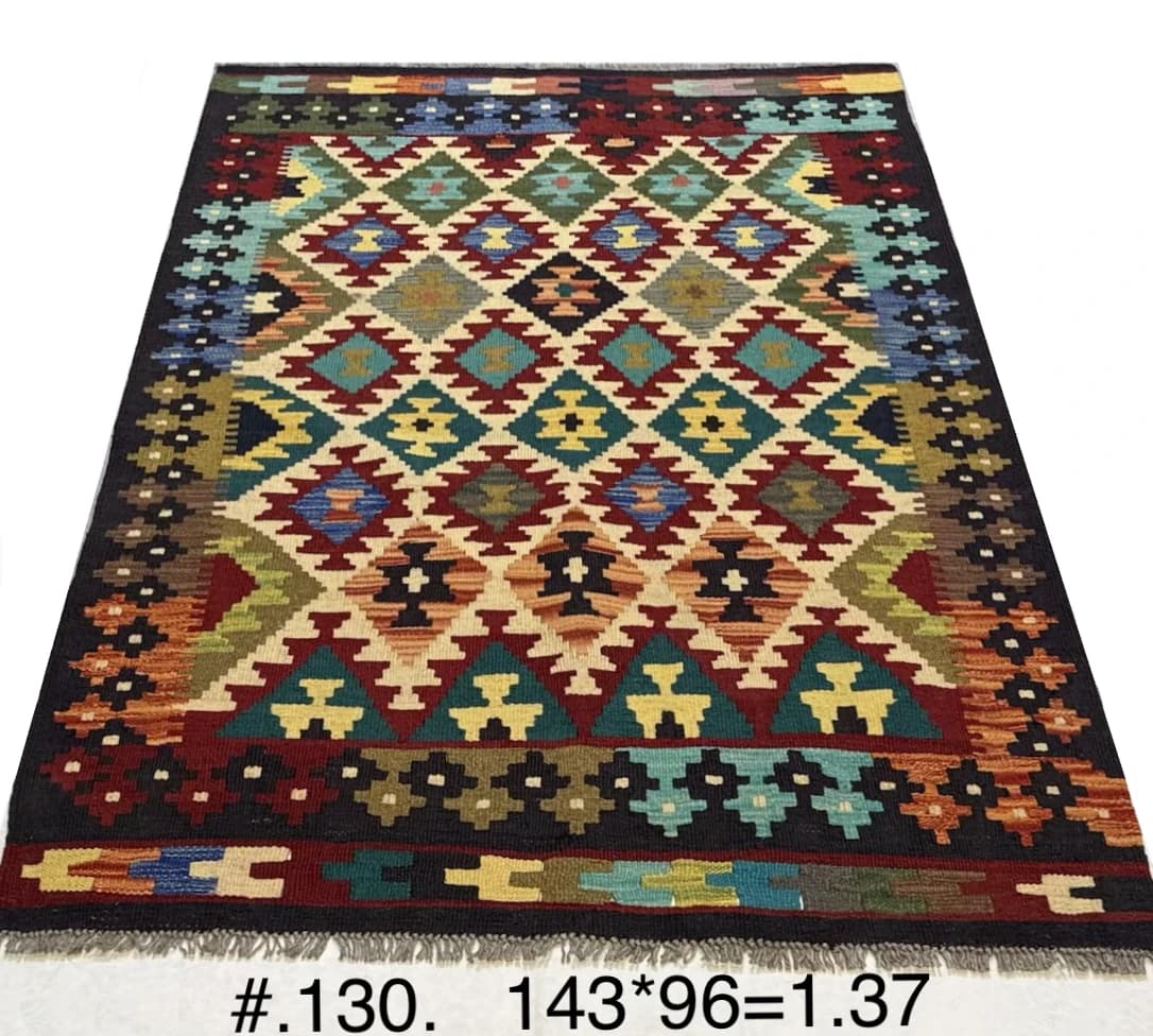 Flat-Woven Tribal Kilim in Multi Colour