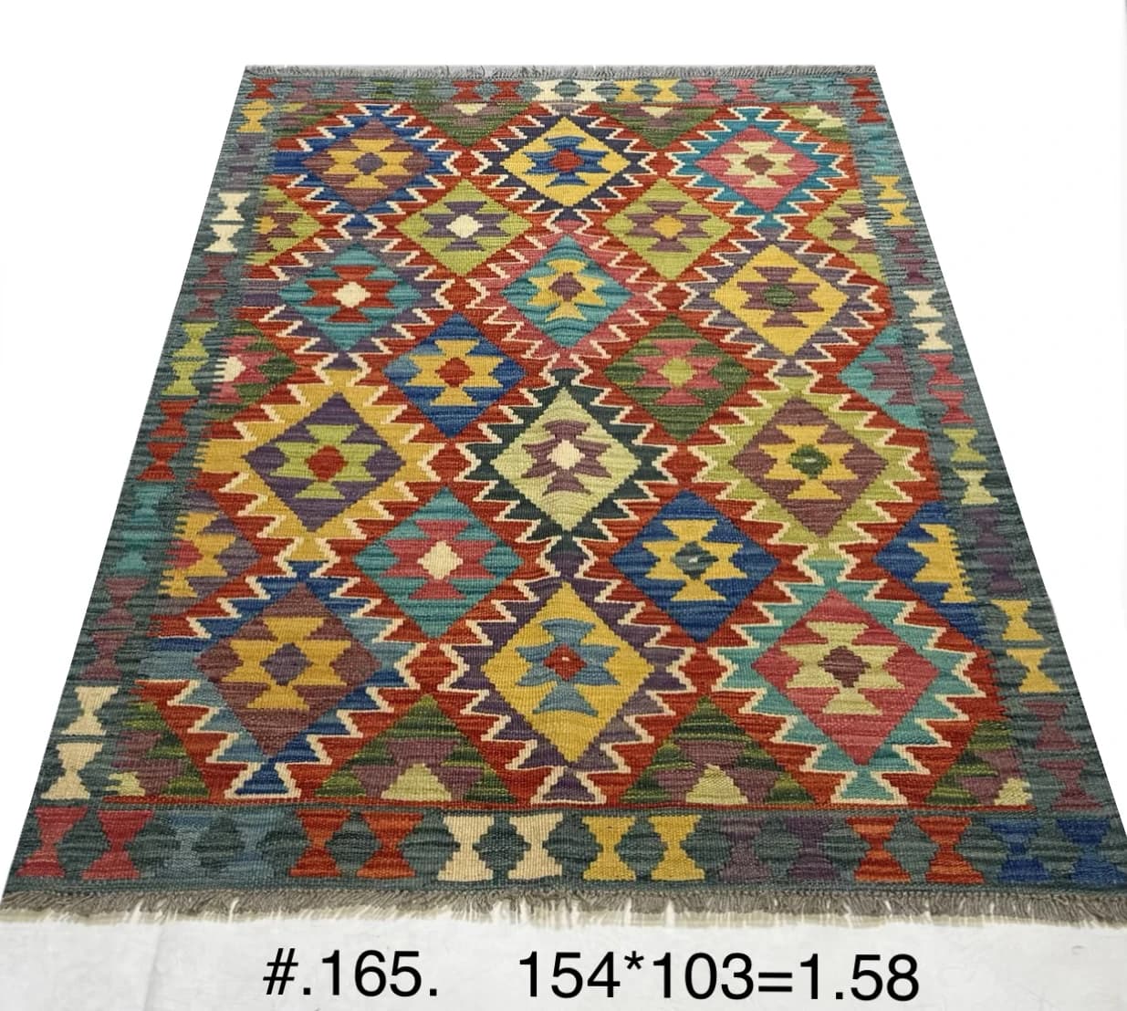 Handwoven Afghan Kilim — Multi‑colour Diamond