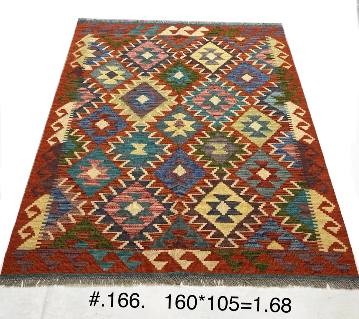 Afghan Geometric Kilim in Rich Multi‑Colour