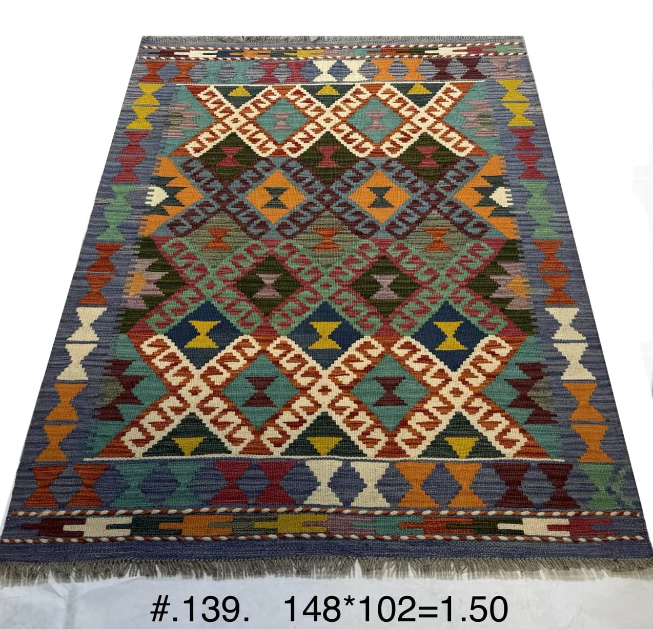 Afghan Geometric Kilim in Multi‑colour