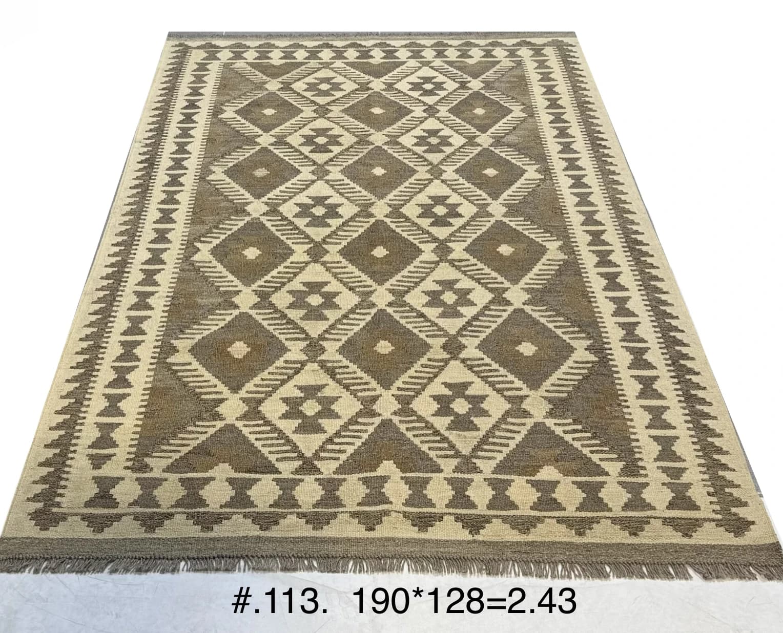 Handwoven Afghan Tribal Kilim in Natural Browns