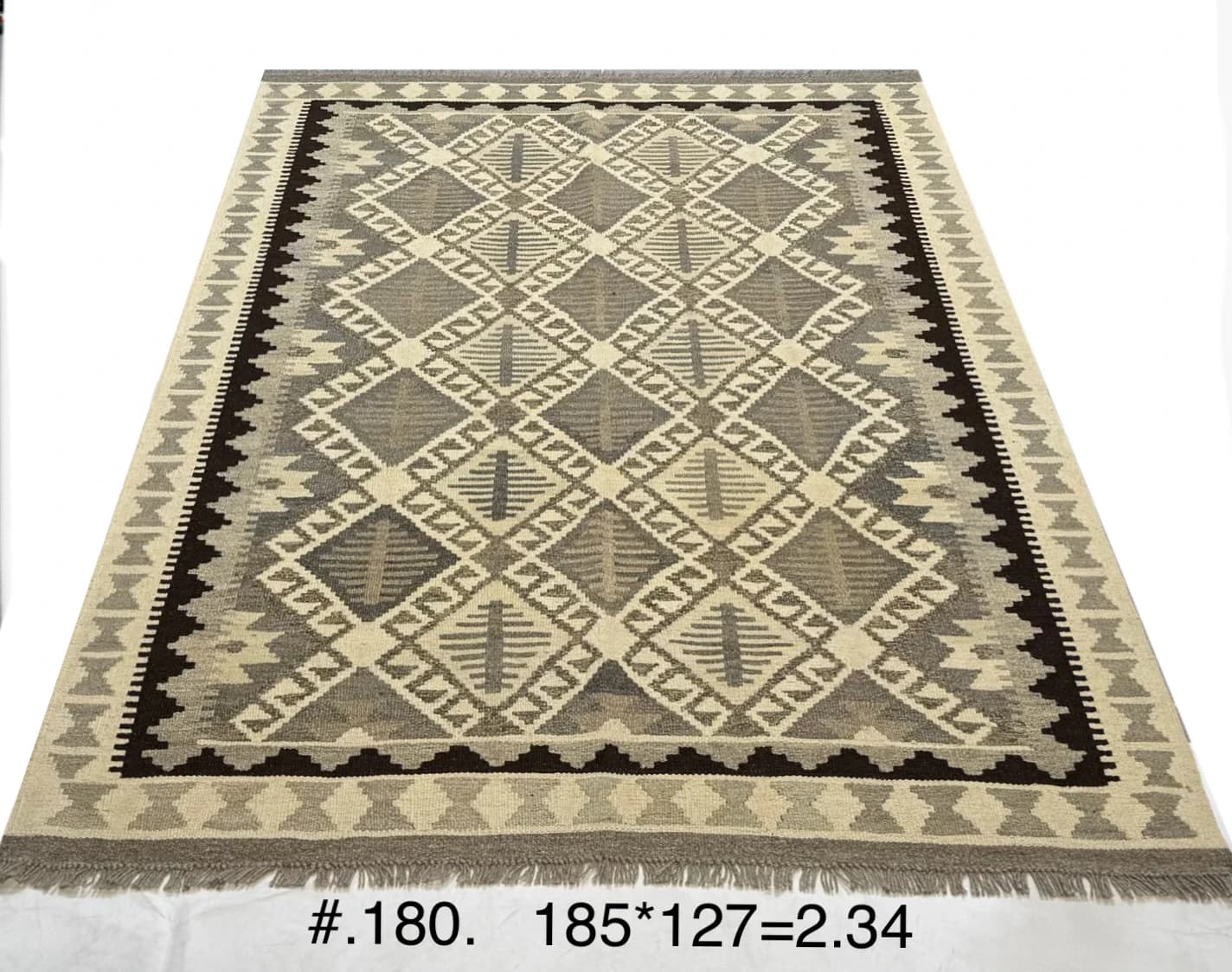 Handwoven Afghan Kilim in Neutral Geometric