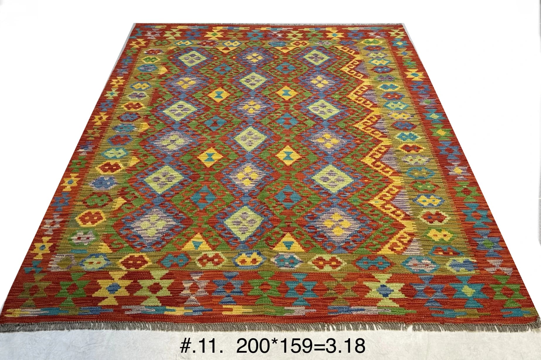 Handwoven Afghan Kilim in Jewel Tones