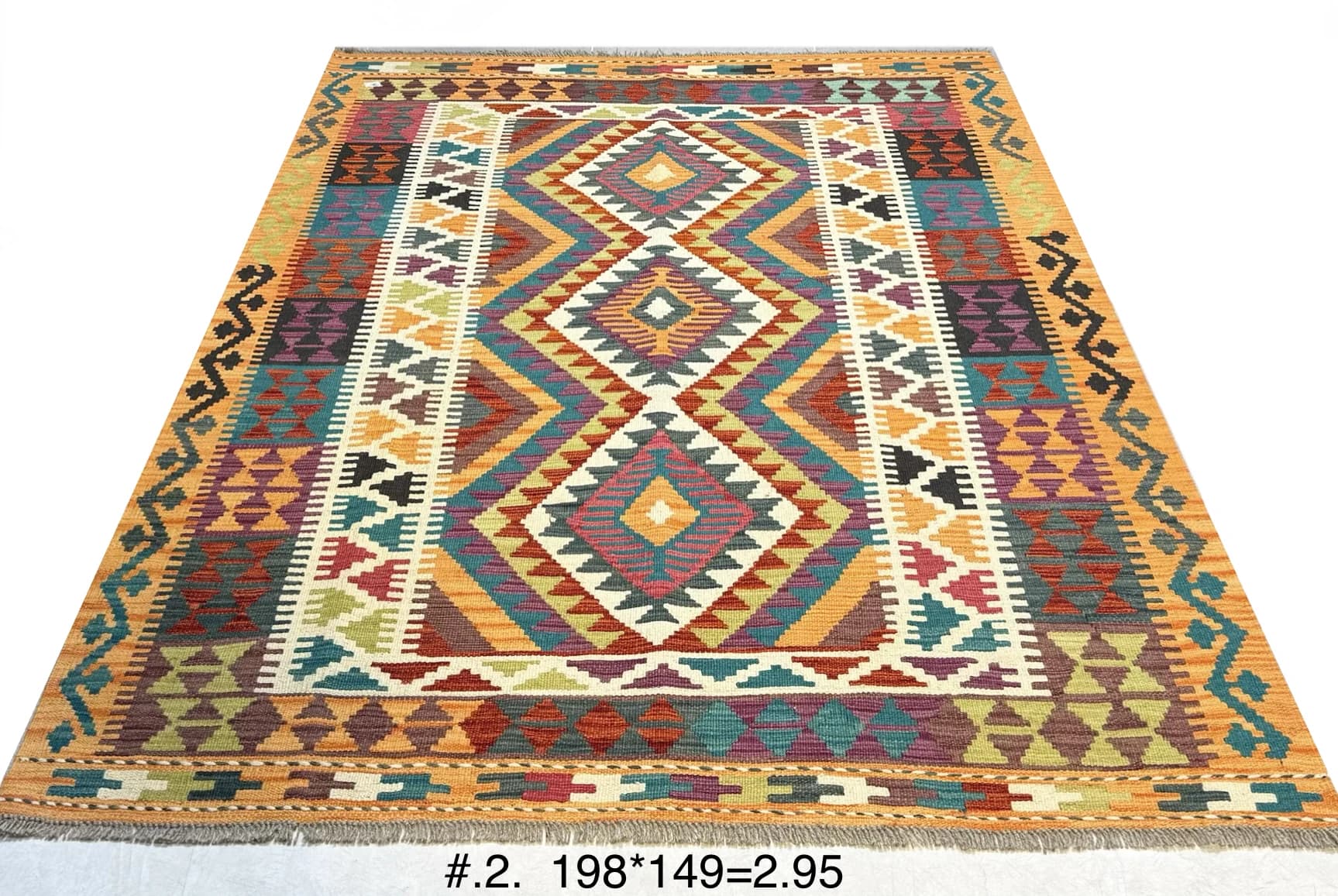 Colourful Tribal Kilim with Diamond Medallions
