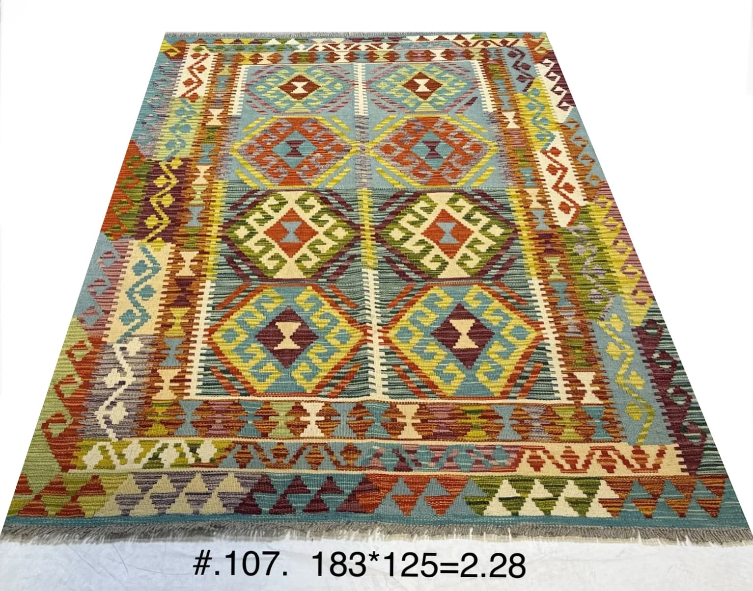 Multicolour Tribal Kilim with Diamond Medallions