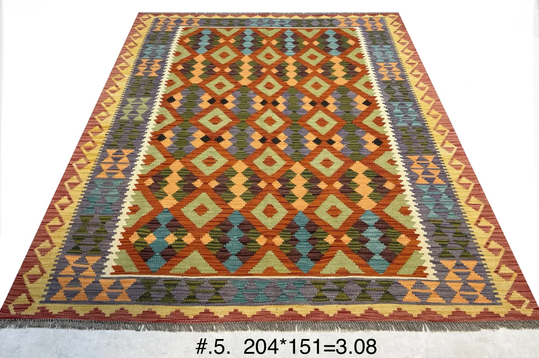 Handwoven Afghan Kilim in Autumn Diamonds