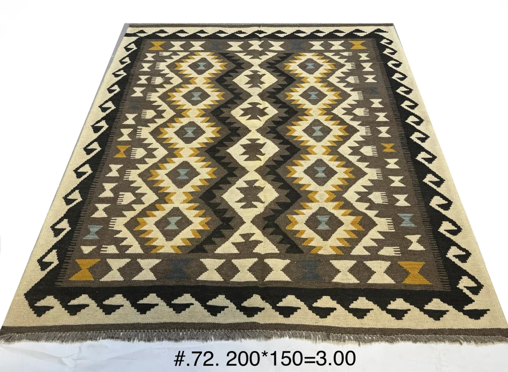 Hand‑woven Afghan Kilim in Earthy Geometric Motif