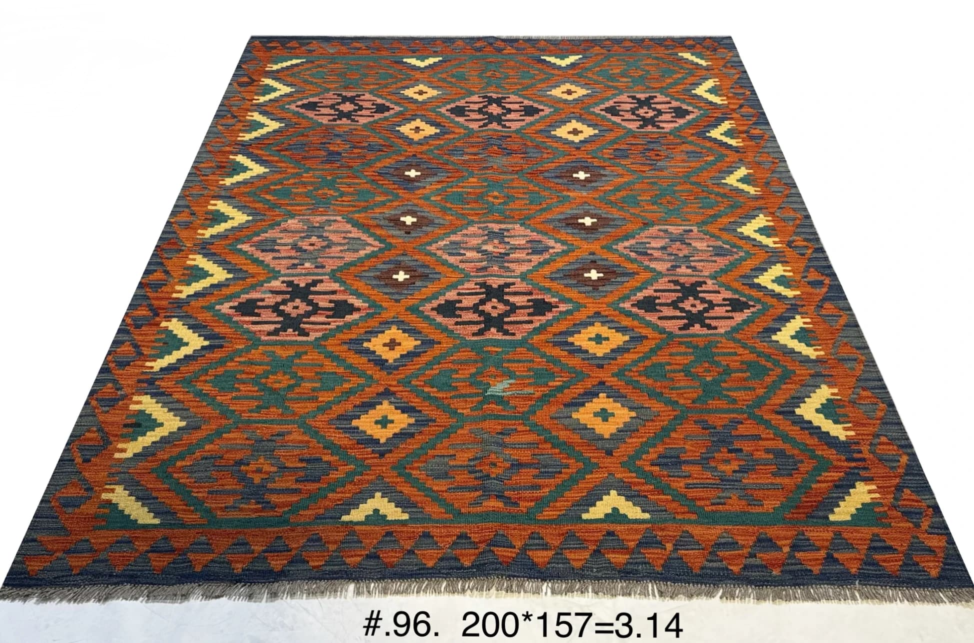 Handmade Afghan Tribal Kilim in Rust & Teal