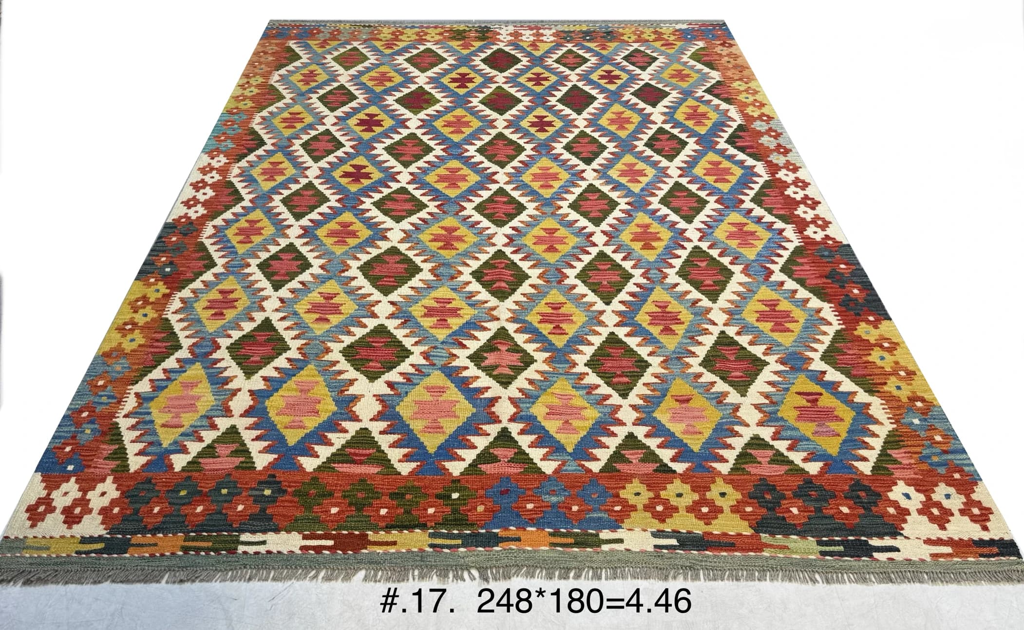 Handwoven Diamond Kilim in Multicolour