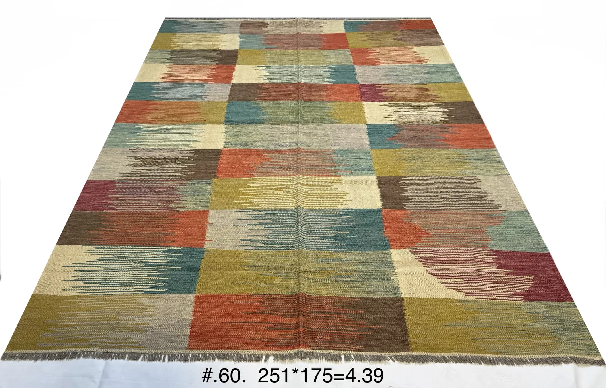 Multi‑Block Afghan Kilim in Earth & Jewel Tones