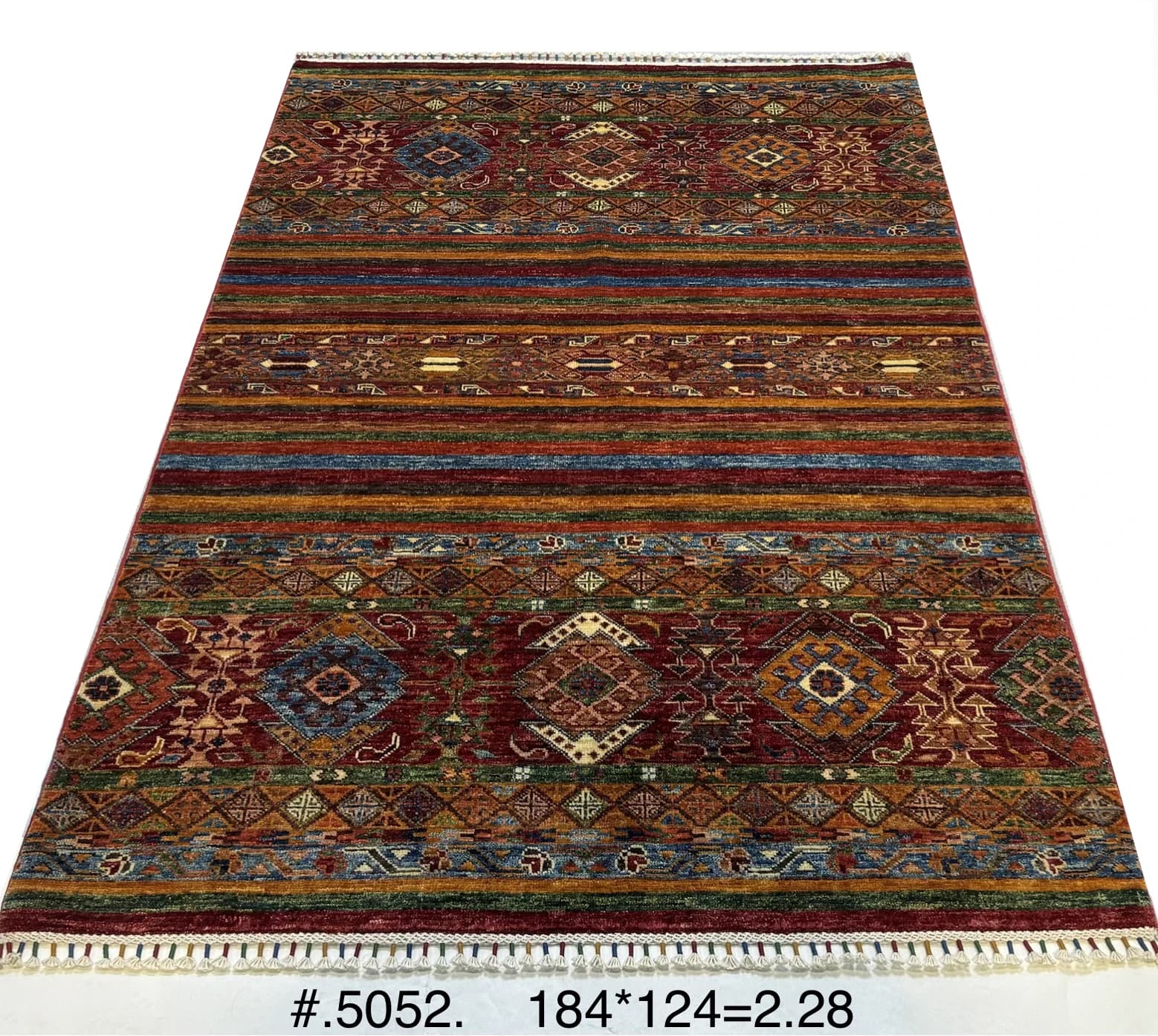 Afghan Mamluk Rug in Deep Reds & Indigo
