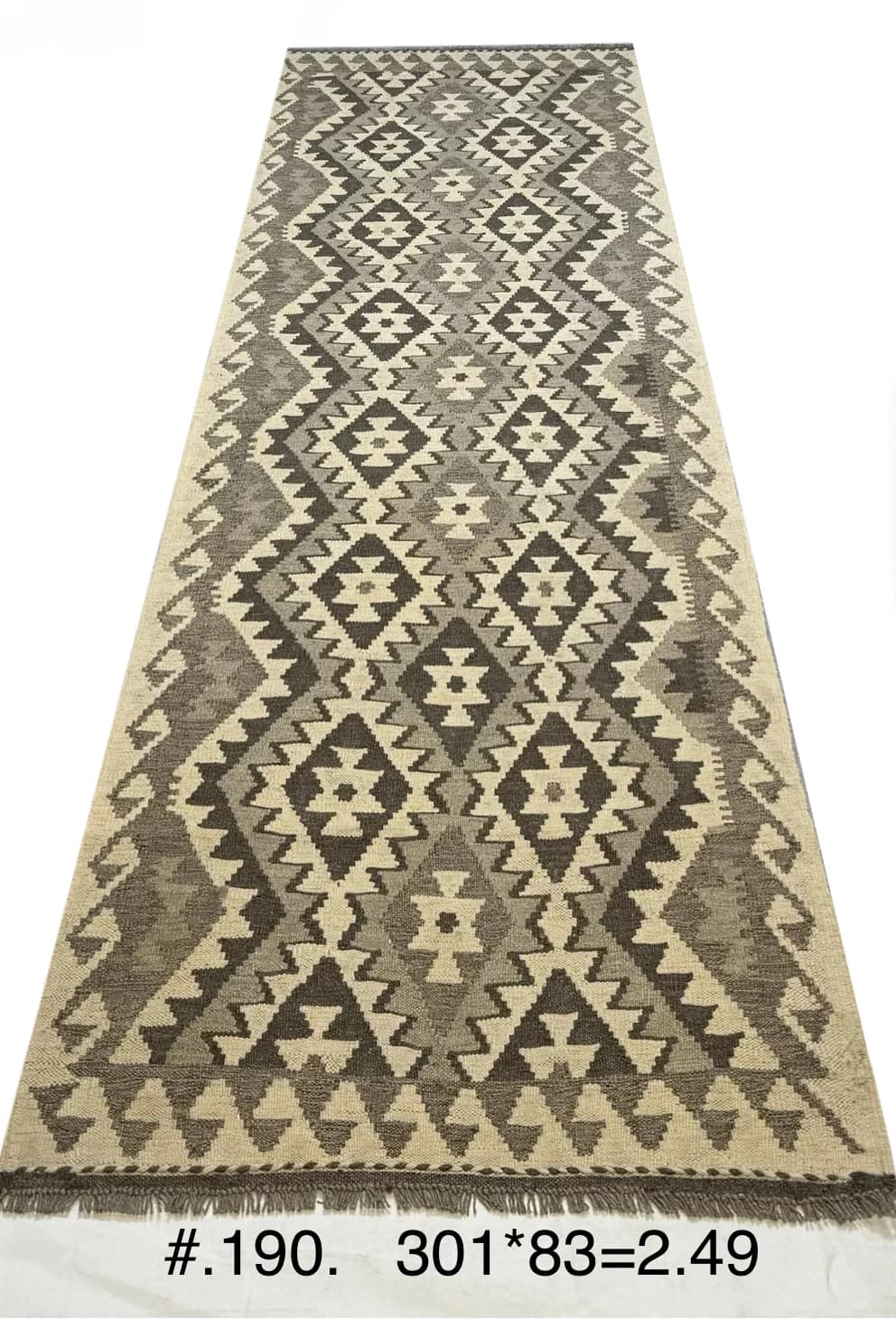 Afghan Kilim Runner - Natural Geometric